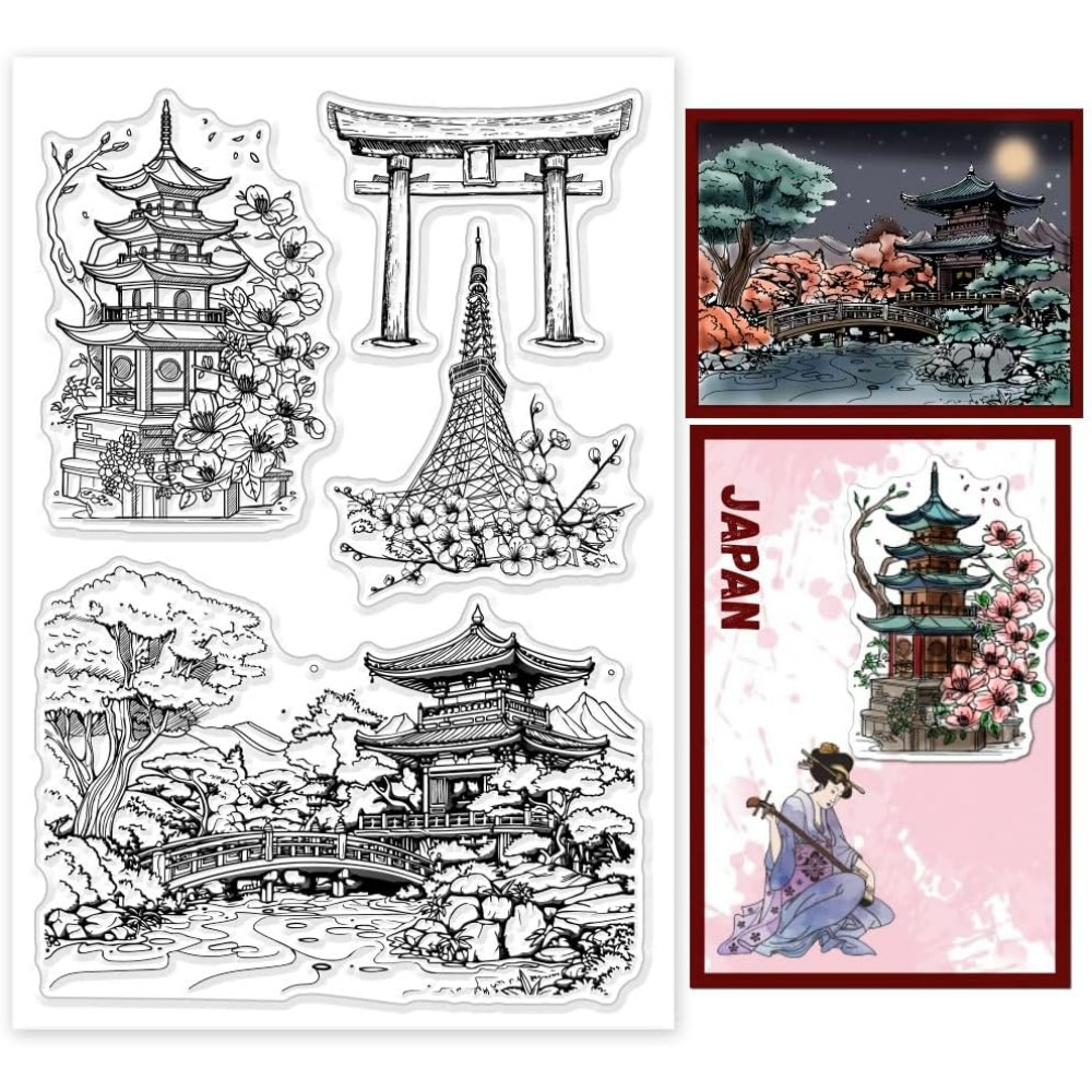 Rubber Stamp Blank - 1Sheet Landscape Clear Stamps Park Architecture