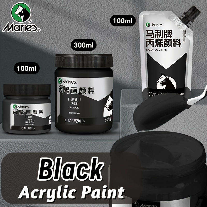 Acrylic Pour Paint - Marie's Black Acrylic Paint,1pc 100/300 ml