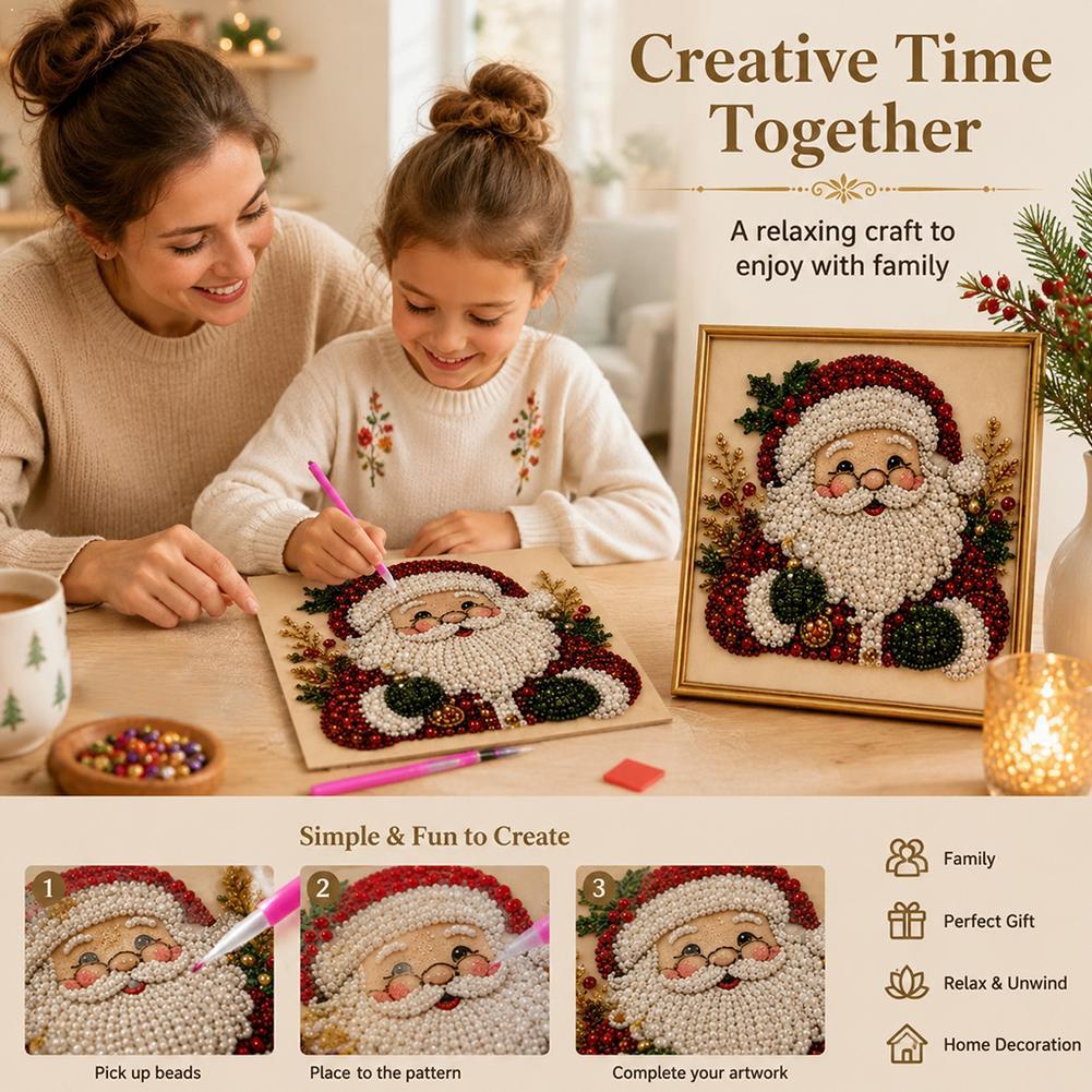 Art Craft Kits For Kids - Christmas Santa Claus Pearl Art DIY