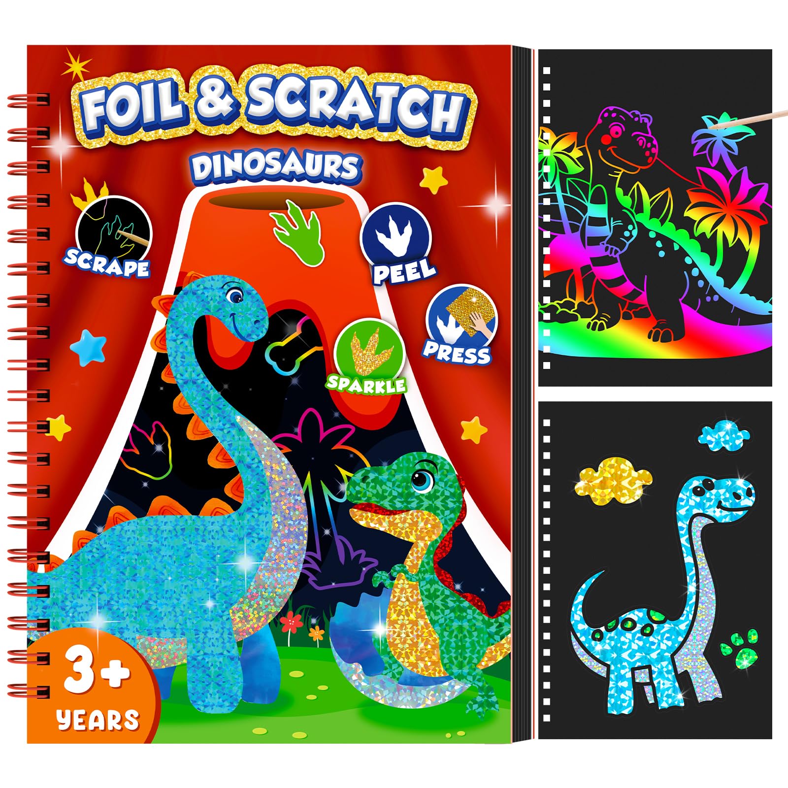 Art Craft Kits For Kids - Dinosaur Scratch Art Book for Kids