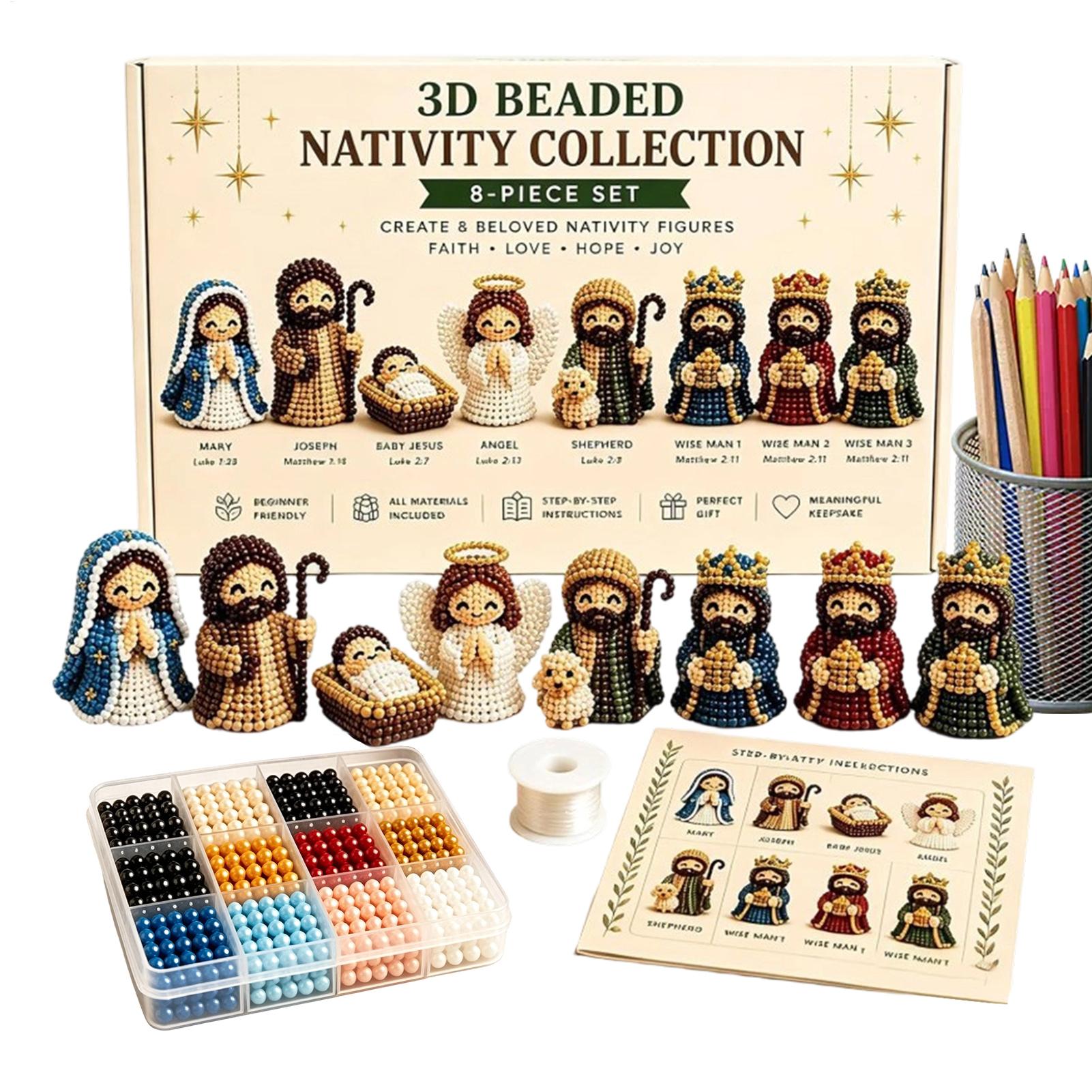 Art Craft Kits For Kids - Nativity Bead Art Kit 3D Christmas