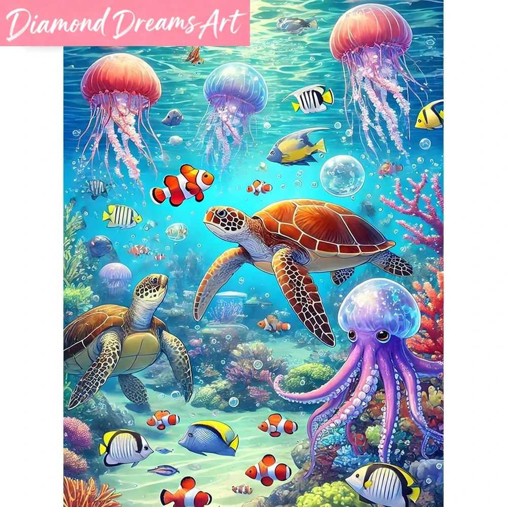 Art Craft Jellyfish - Frameless, Tortoise Diamond Embroidery Animal DIY