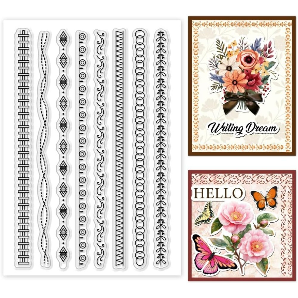 Rubber Stamp Blank - 1 Sheet Lace Lines Clear Stamp
