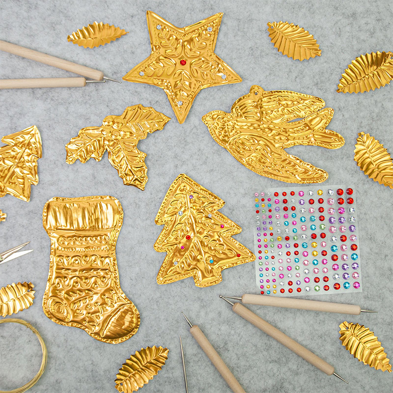 Art Craft In Paper - DIY Gold Foil Art Relief Christmas