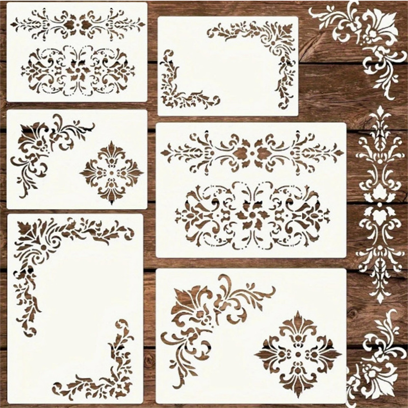 Art Craft Furniture - 6Pcs Floral Corner Stencils for Painting