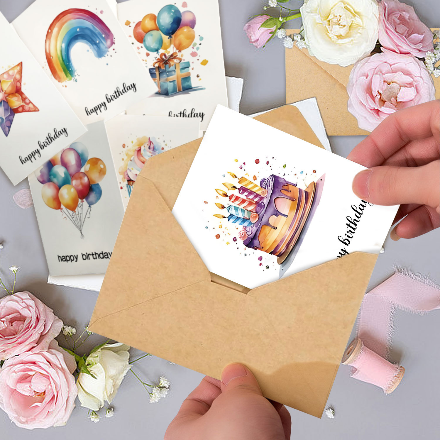 Art Craft Movement - Handmade Watercolor Birthday Card Greeting Card