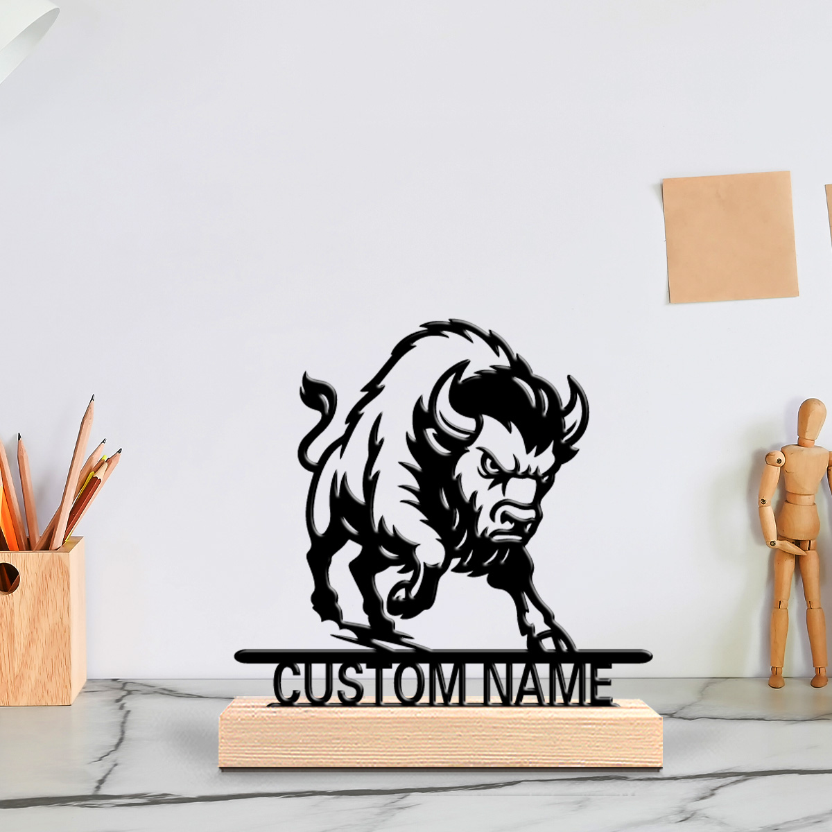 Art Craft Room - 1pc Minimalist lion Customizable Text Metal