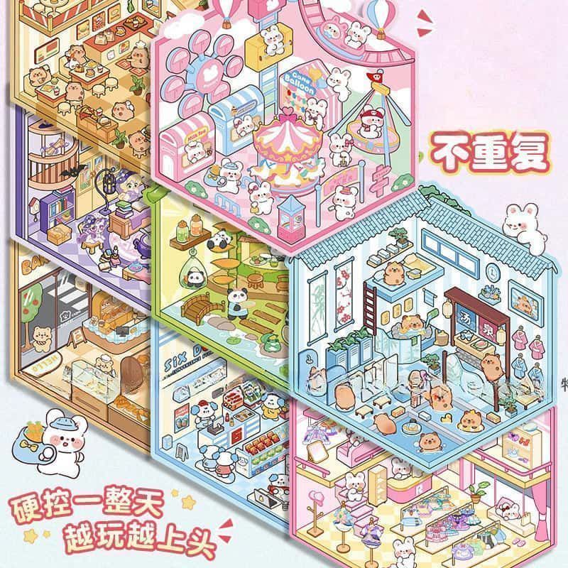 Miniature 3D Scene Stickers DI - Art Craft Material ulasan dan harga