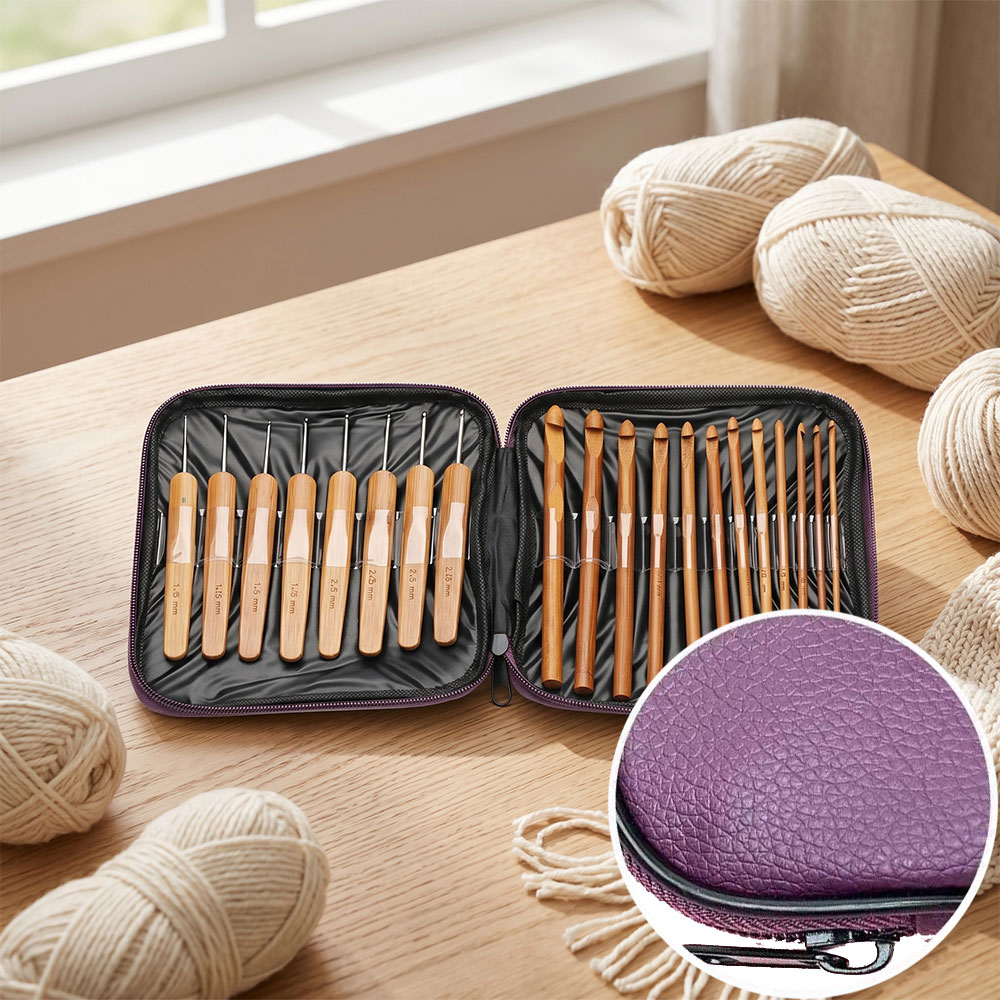 74pcs Bamboo Crochet Hooks Set - Art Craft Material ulasan dan harga