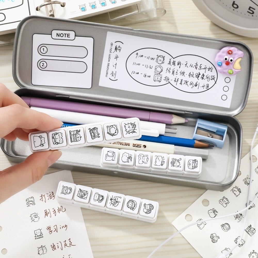 6pcs Cute Design Cat Emotion S - Rubber Stamp Blank ulasan dan harga