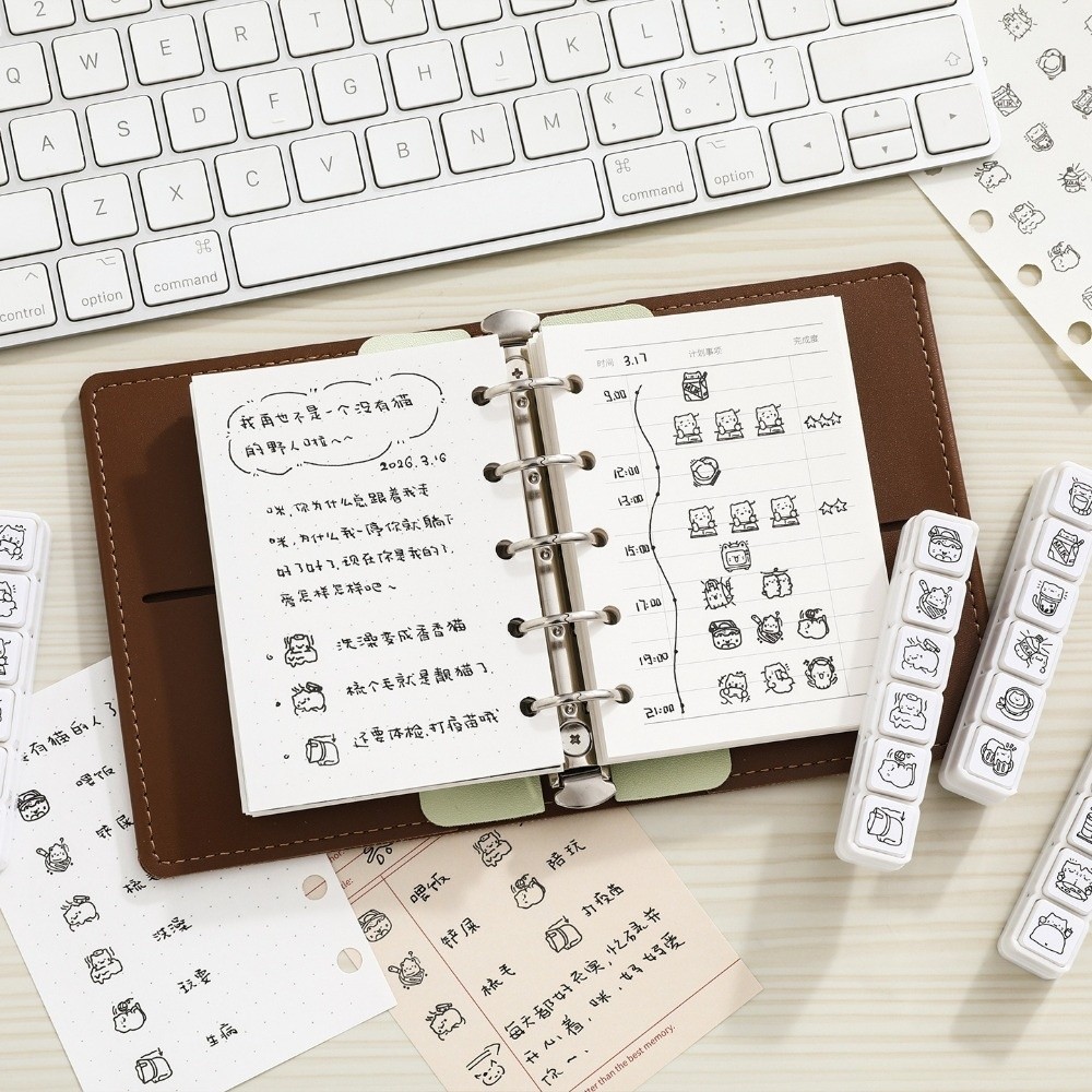 6pcs Cute Design Cat Emotion S - Rubber Stamp Blank ulasan dan harga