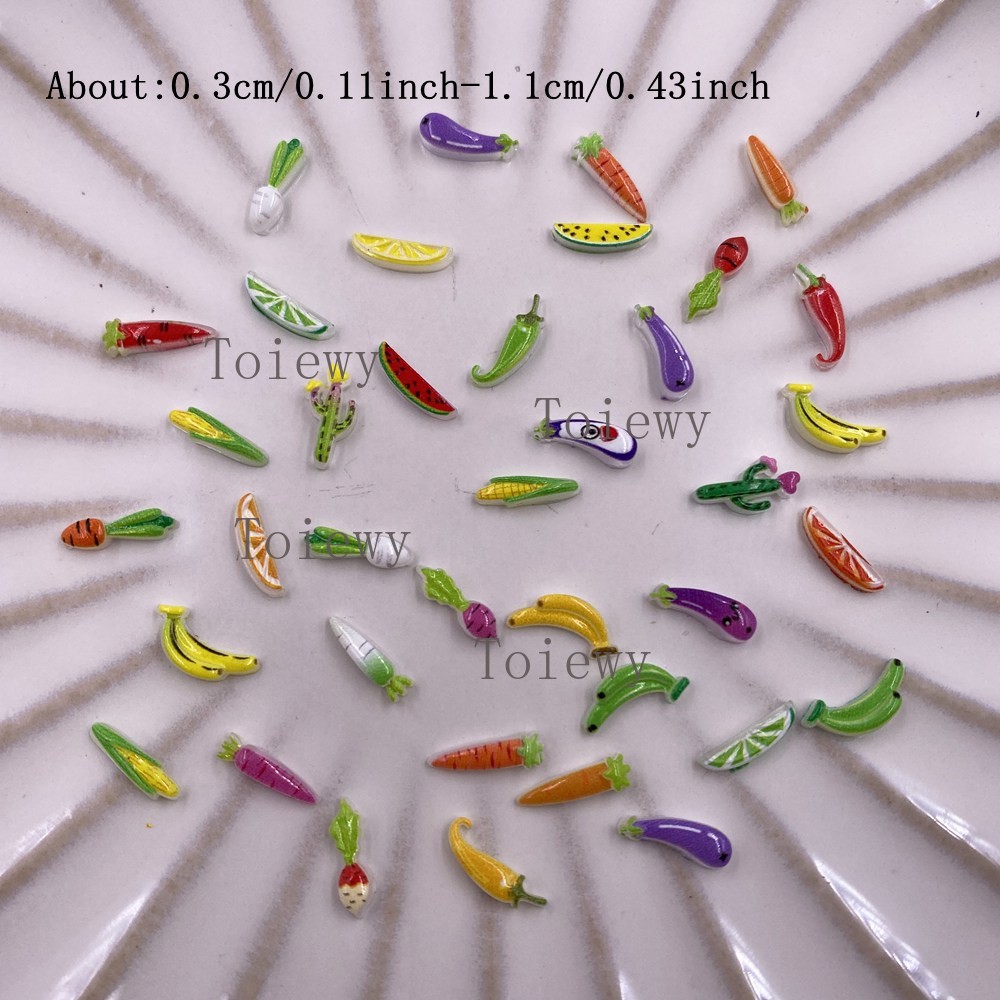 100pcs Resin Colorful Glitter  - Art Craft Vegetables ulasan dan harga