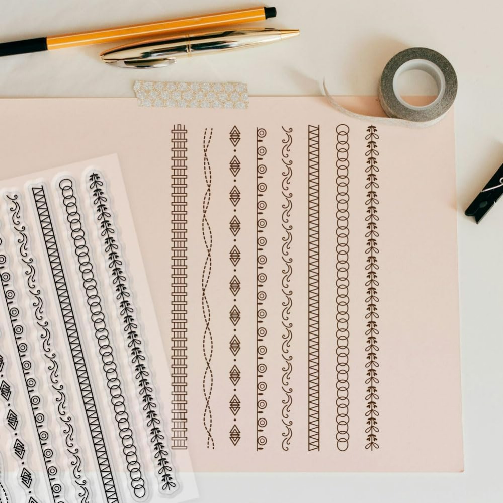 1 Sheet Lace Lines Clear Stamp - Rubber Stamp Blank ulasan dan harga