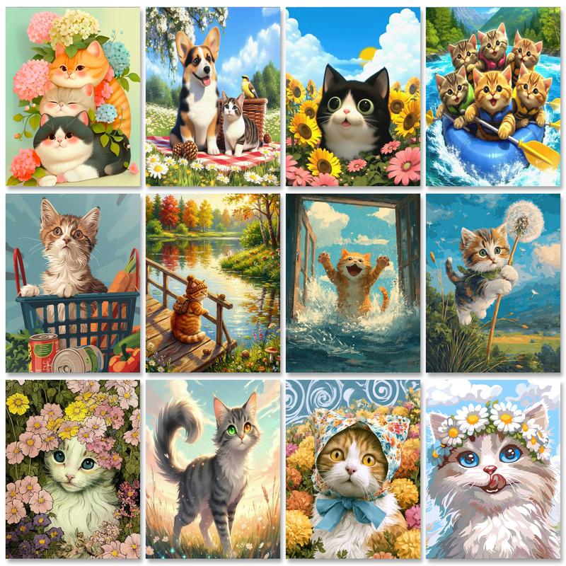 GATYZTORY Cat Painting By Numb - Art Craft Number ulasan dan harga