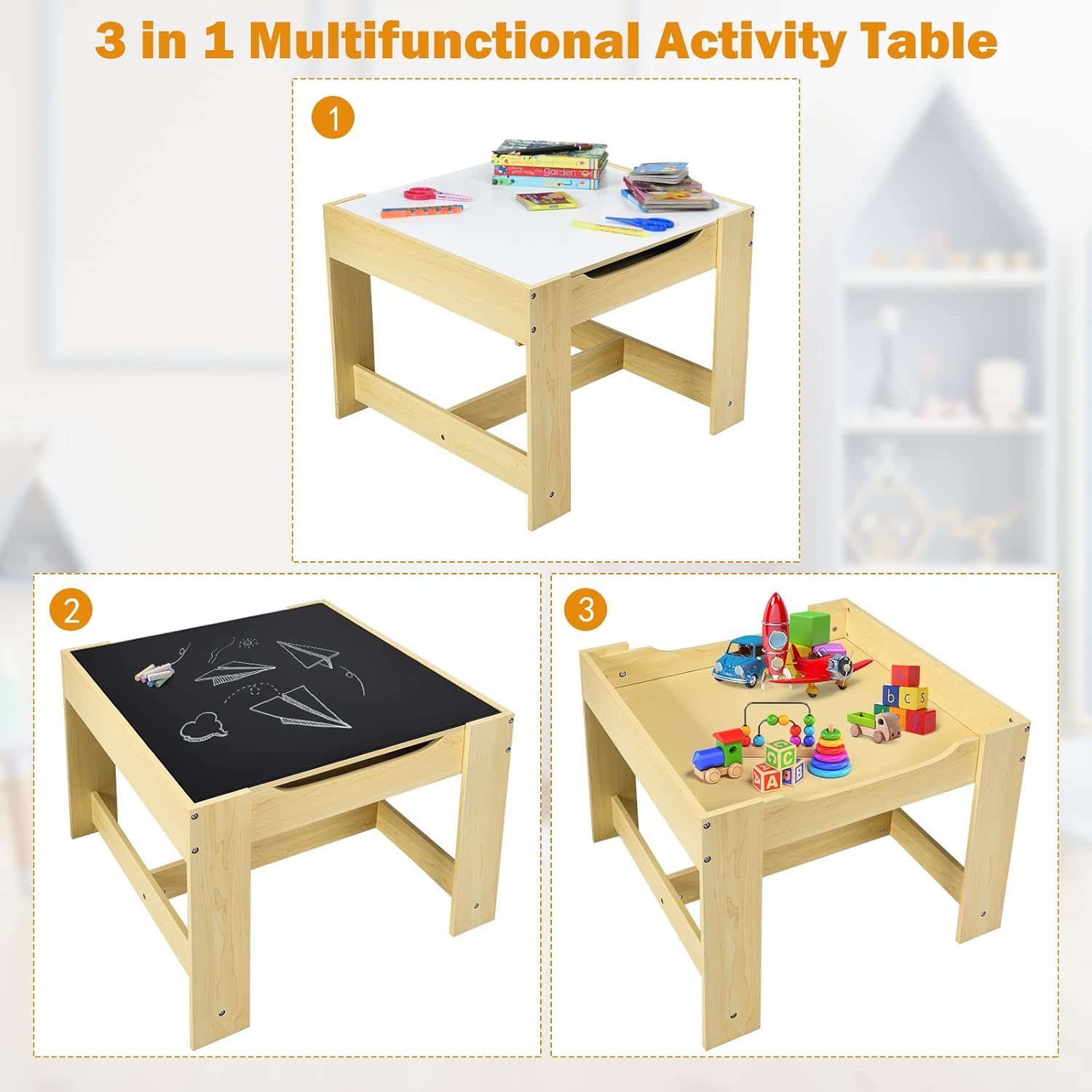 Kids Table and Chair Set, 3 in - Art Craft Toddlers ulasan dan harga