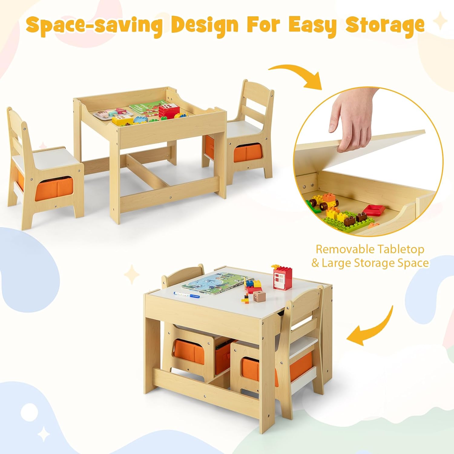 Kids Table and Chair Set, 3 in - Art Craft Toddlers ulasan dan harga