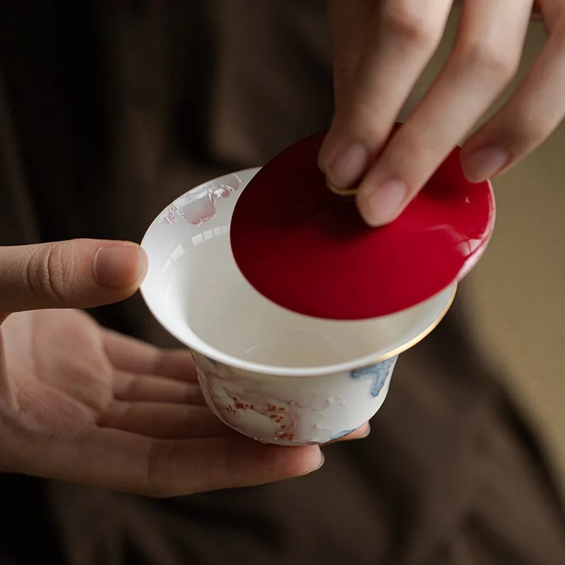 100ml Hand Drawn Peony Gaiwan  - Art And Craft Exclusives ulasan dan harga
