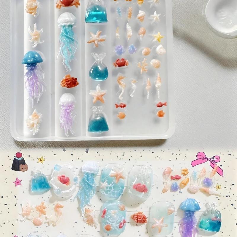 3D Ocean Series Silicone Nail  - Art Craft Jellyfish ulasan dan harga