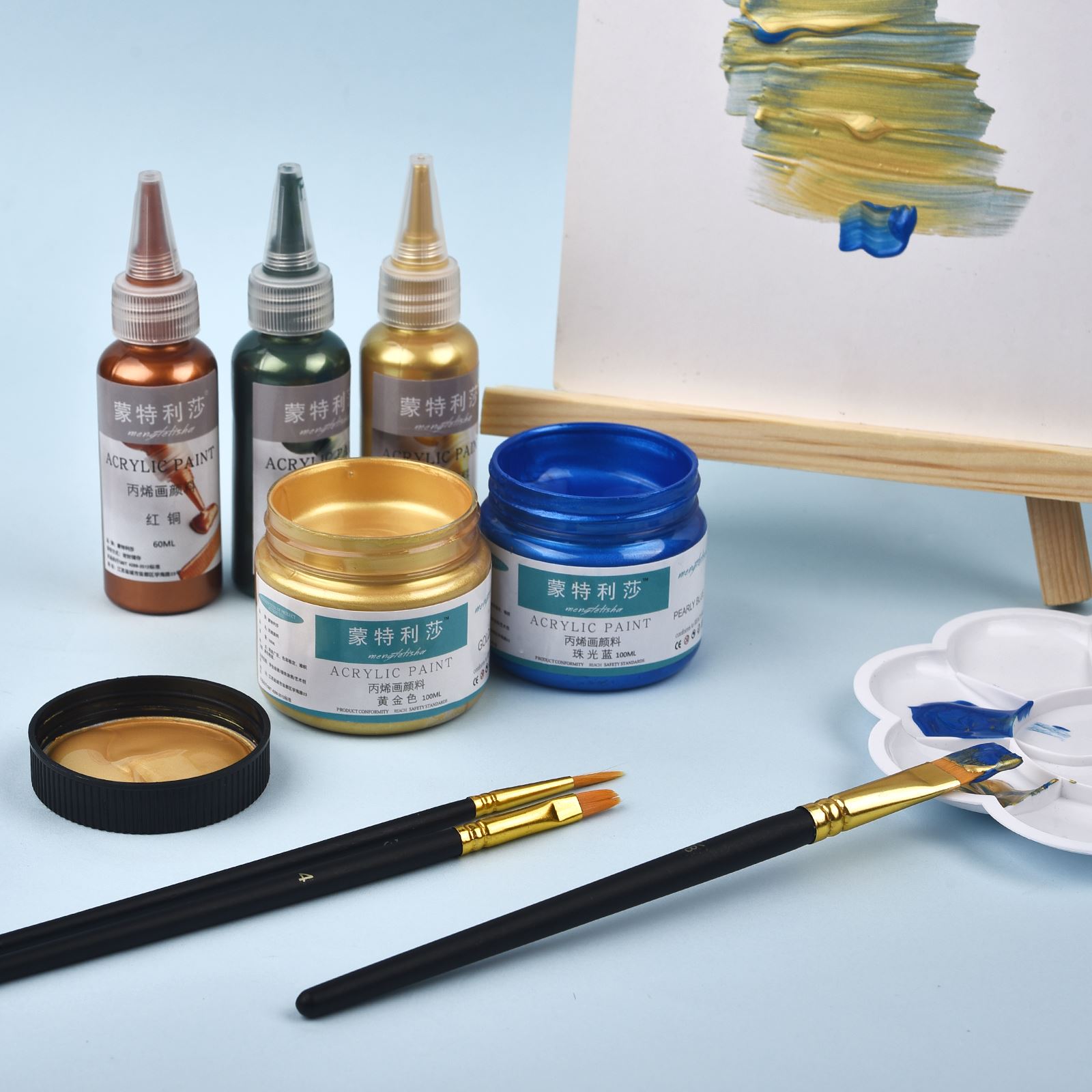 7 Colors 60ml/Bottle Metallic  - Acrylic Pour Paint ulasan dan harga