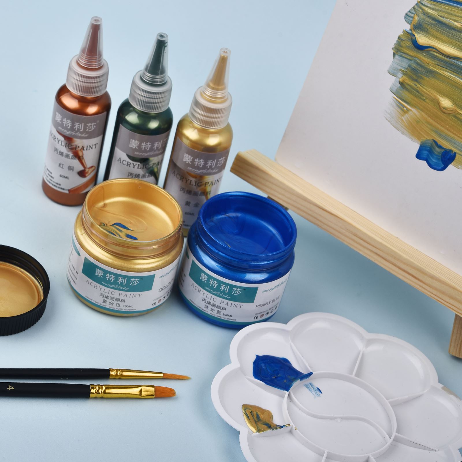 7 Colors 60ml/Bottle Metallic  - Acrylic Pour Paint ulasan dan harga