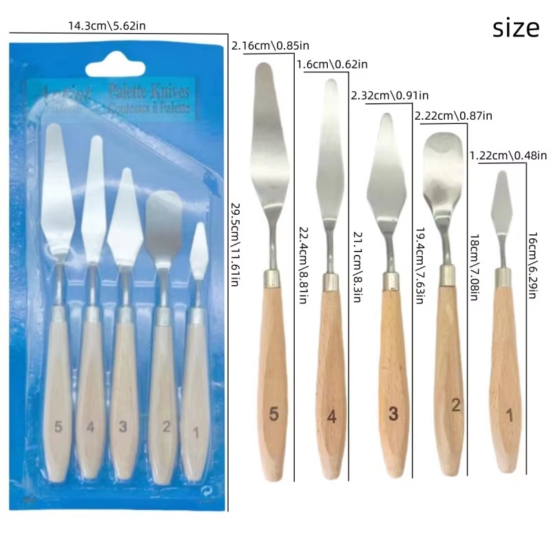 5Pcs Wooden Handle Painting Pa - Acrylic Pour Paint ulasan dan harga