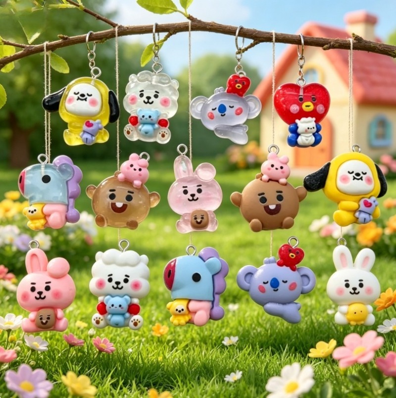 7pcs BT21 Resin Cartoon Charm  - Art Craft Material ulasan dan harga