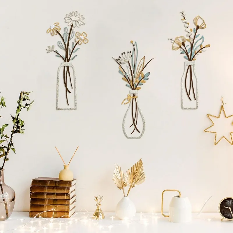 3pcs Metal Flowers Wall Decora - Art Craft Room ulasan dan harga