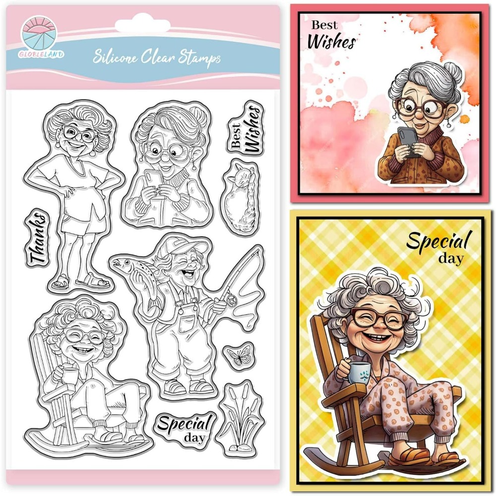 Smiling Old Lady Clear Stamps  - Rubber Stamp Blank ulasan dan harga