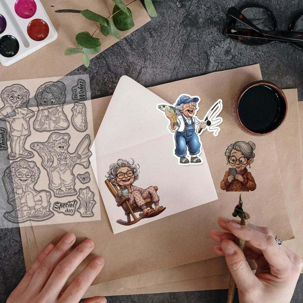 Smiling Old Lady Clear Stamps  - Rubber Stamp Blank ulasan dan harga