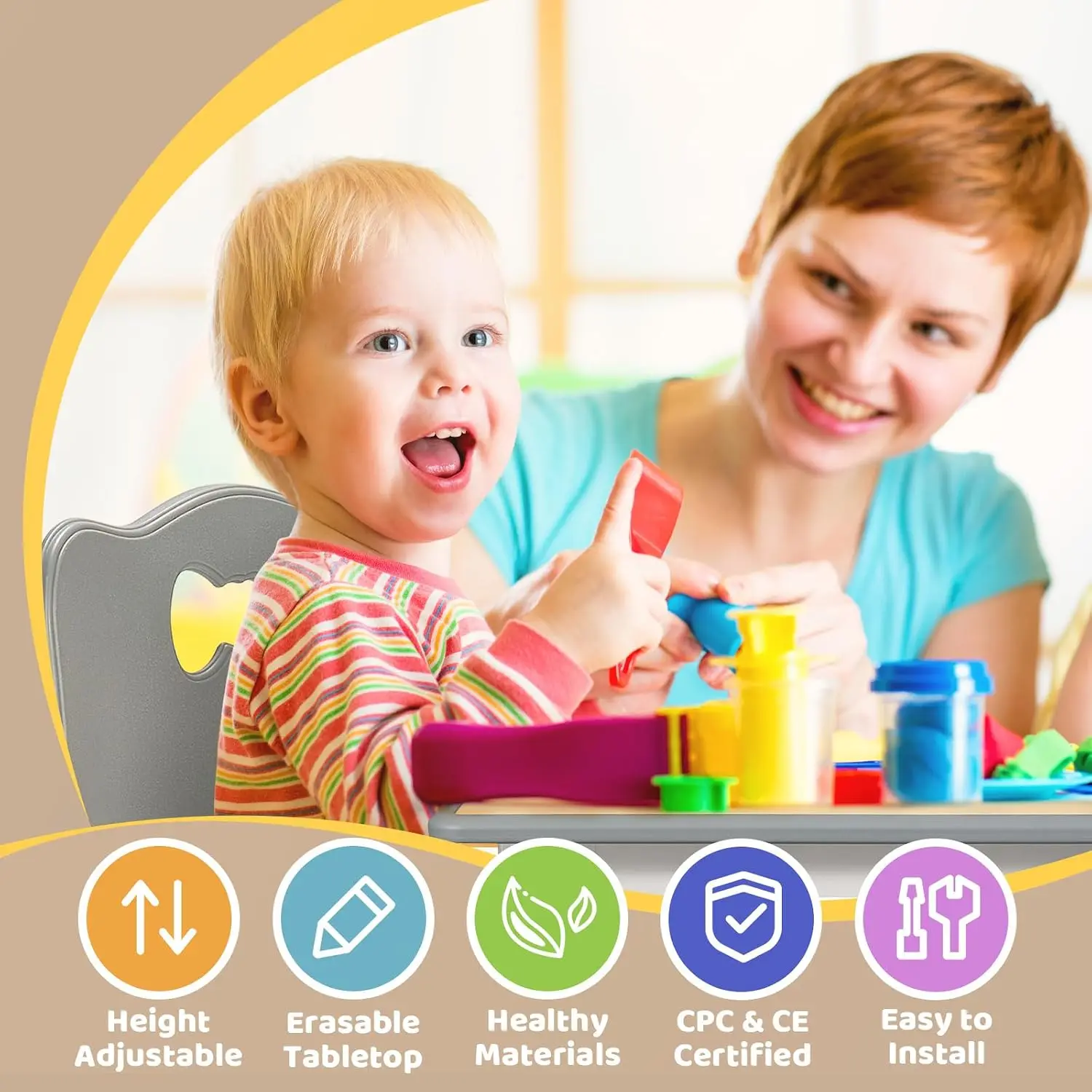 Kids Table and 4 Chairs Set fo - Art Craft Toddlers ulasan dan harga