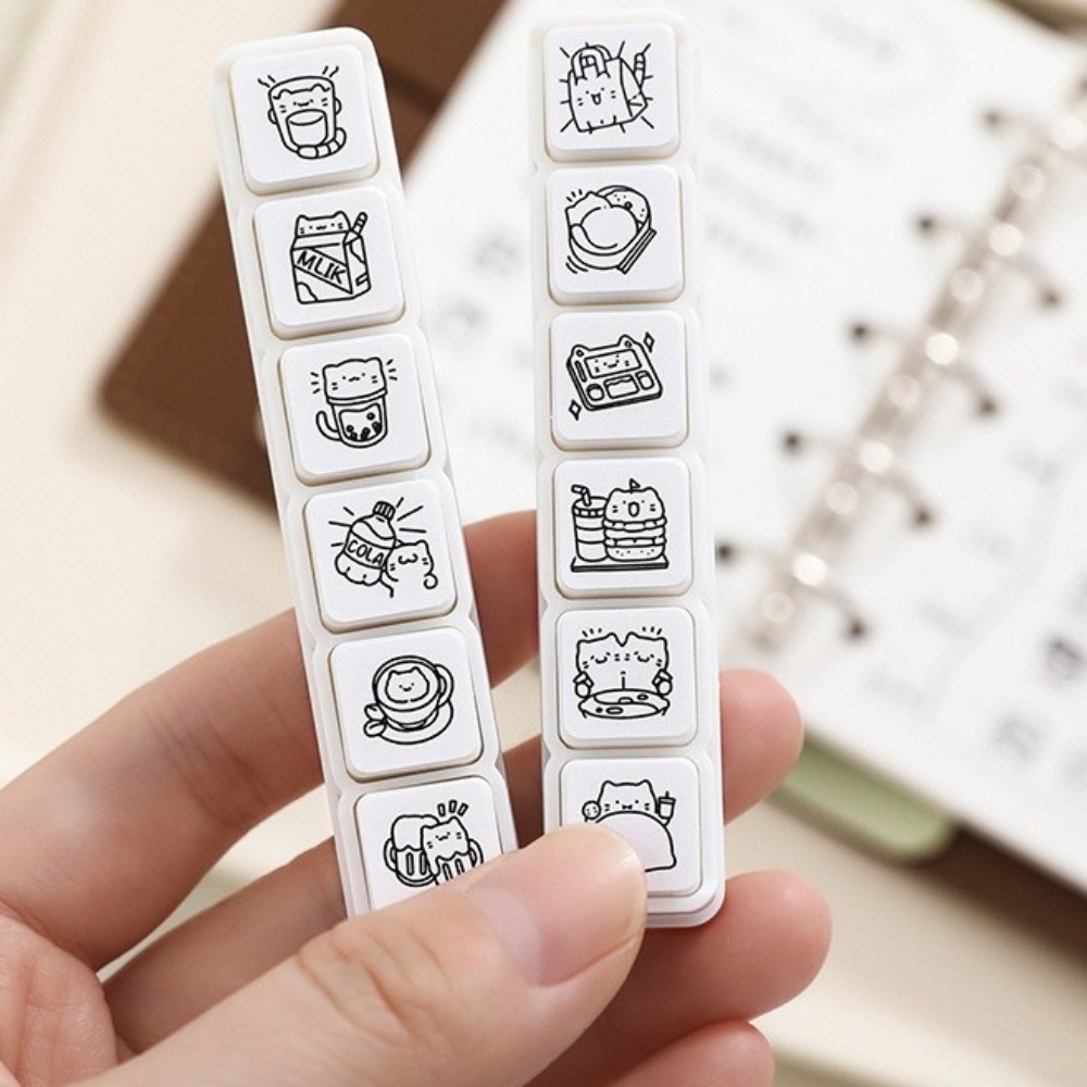 6pcs Cute Design Cat Emotion S - Rubber Stamp Blank ulasan dan harga