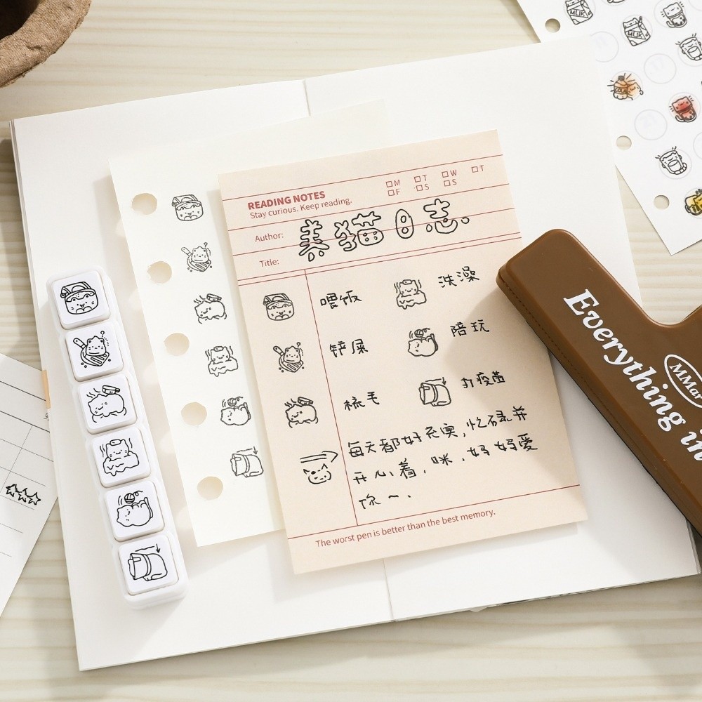 6pcs Cute Design Cat Emotion S - Rubber Stamp Blank ulasan dan harga
