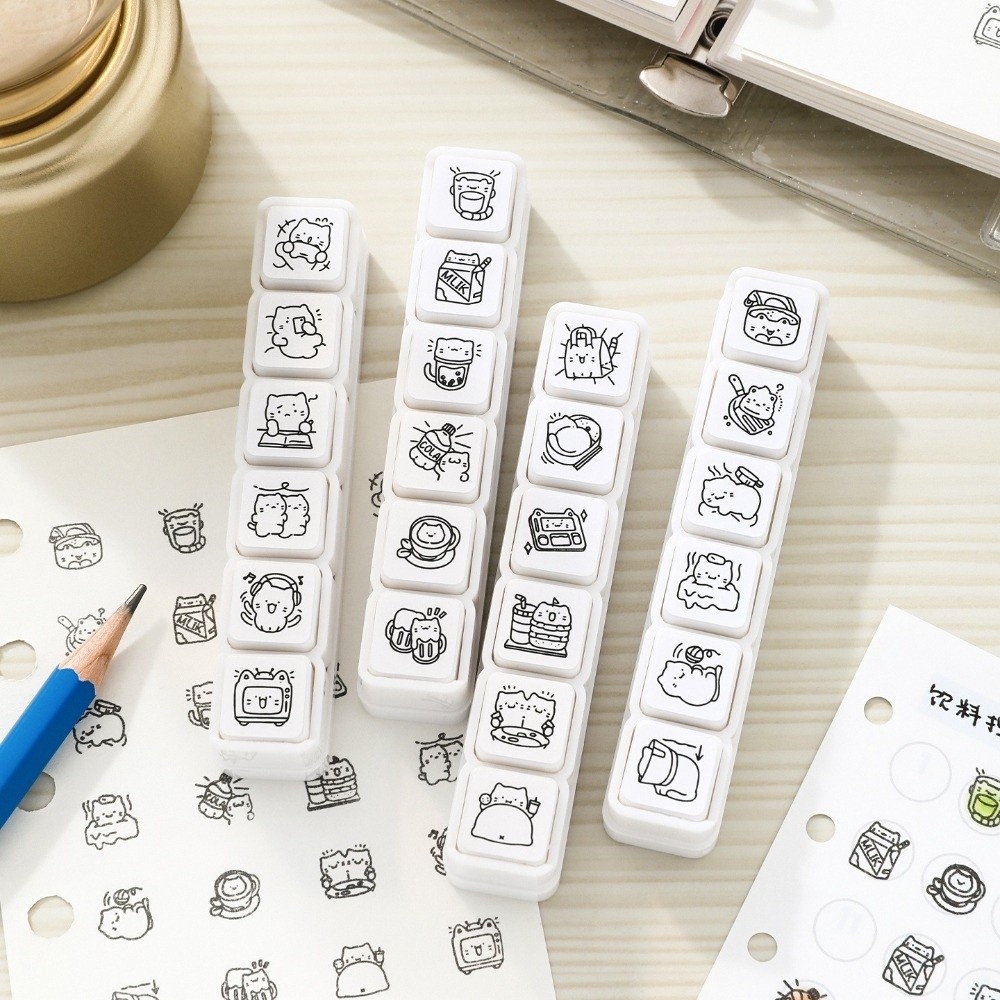 6pcs Cute Design Cat Emotion S - Rubber Stamp Blank ulasan dan harga