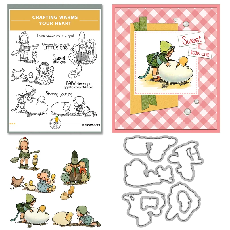 Cute Baby Kids and Egg Chicks  - Rubber Stamp Blank ulasan dan harga